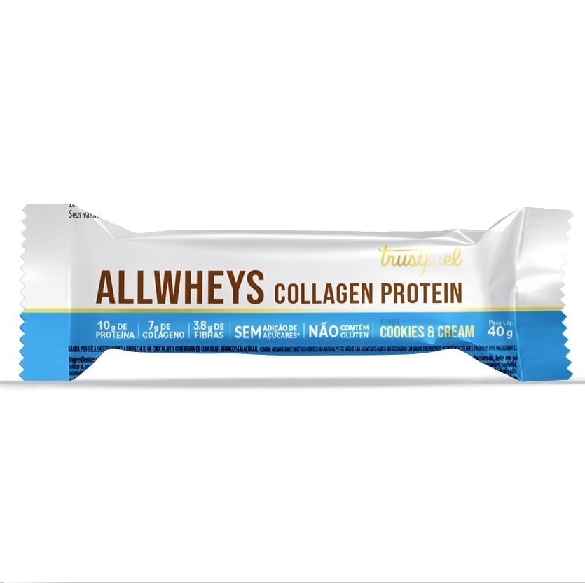 CX. de BARRAS ALLWHEYS COLLAGEN PROTEIN - COOKIES & CREAM - 12 unidades