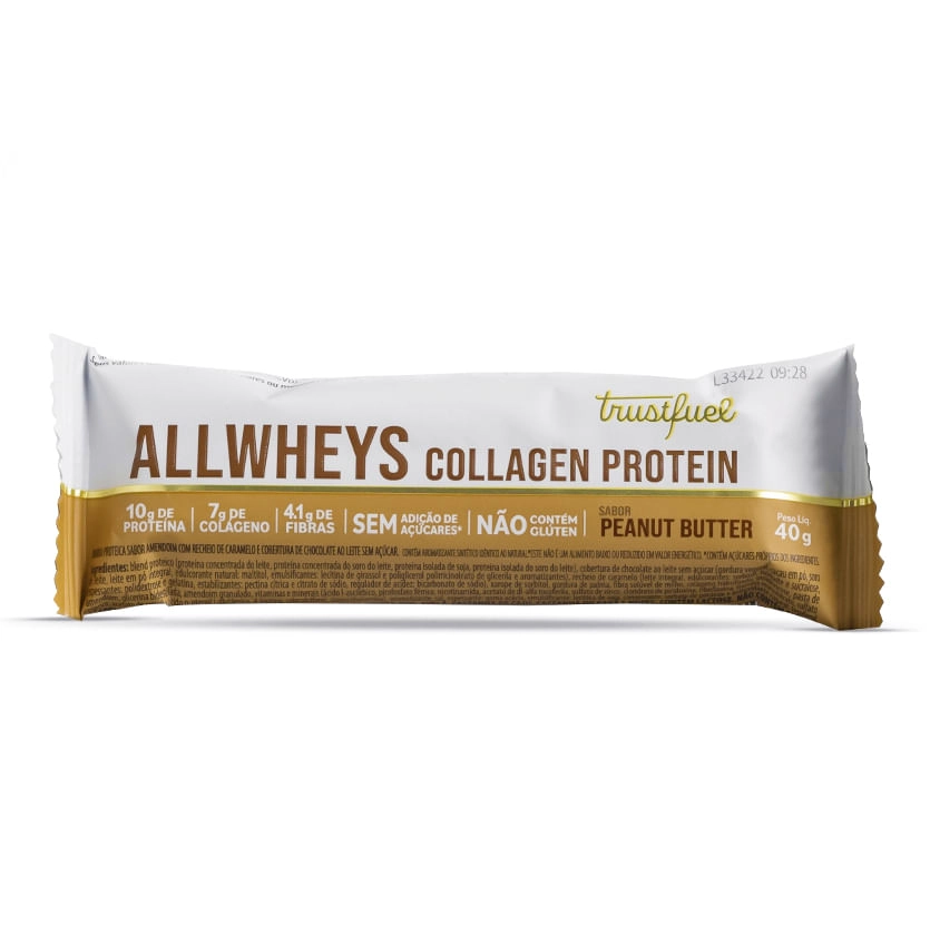 CX. BARRAS ALLWHEYS COLLAGEN PROTEIN - PEANUT BUTTER - 12 unidades